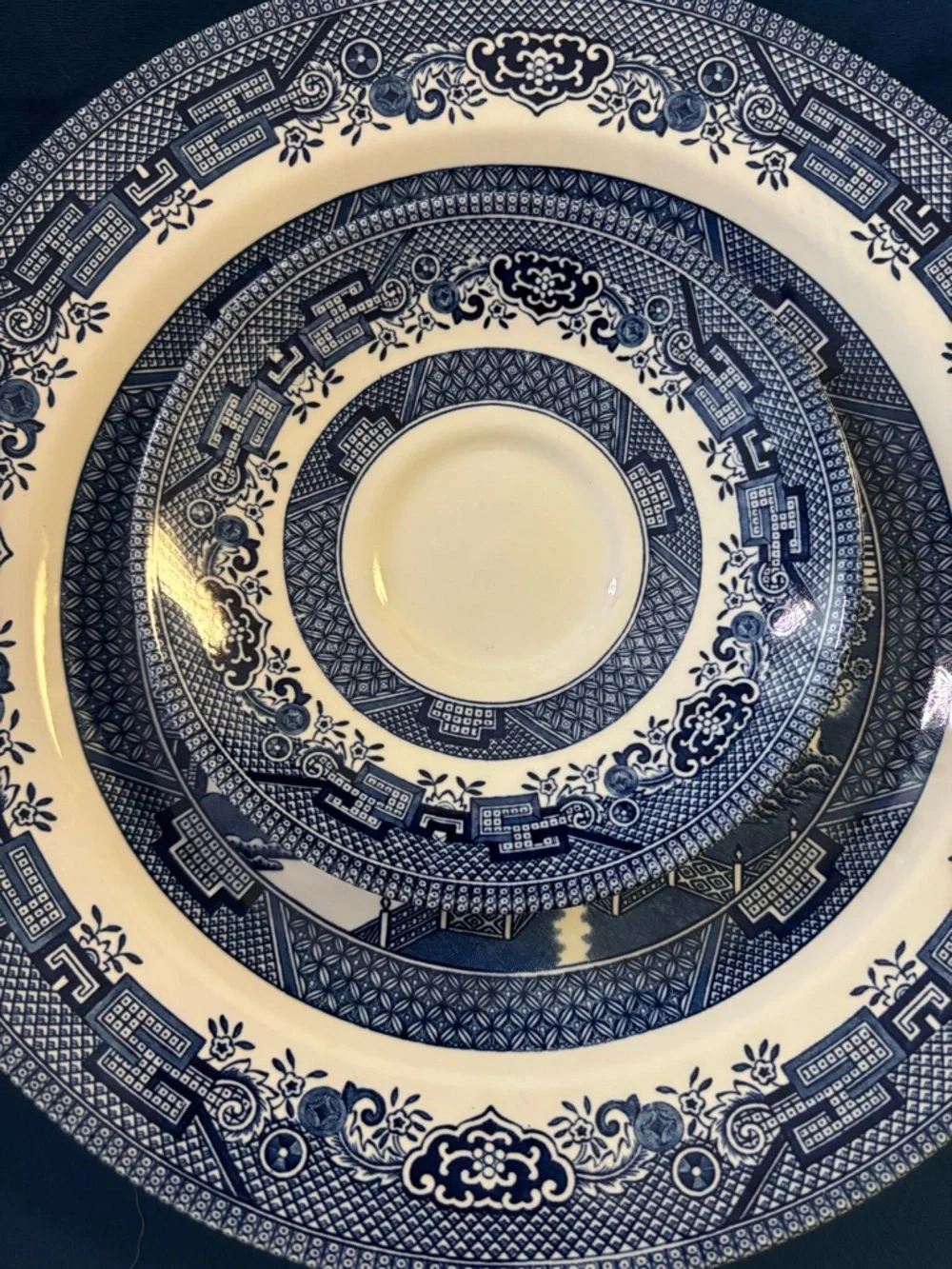 Churchill Blue Willow Porcelain Saucer and Cup Set